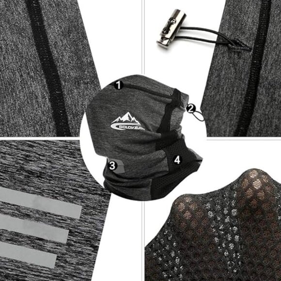 Black Gray Cinchable Gaiter - Picture 6 of 11